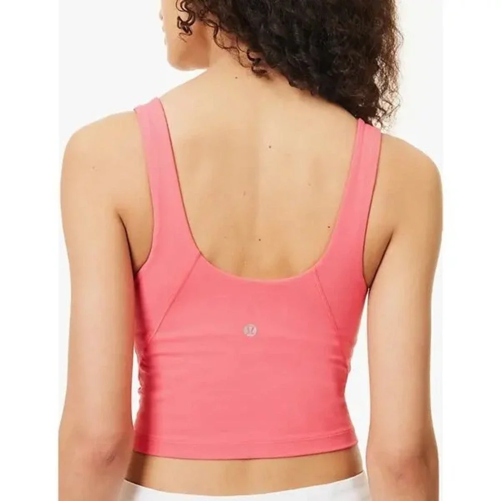 Lululemon Align Tank Top Coral Pink Nulu Yoga Crop Built-in Bra Size 2‎